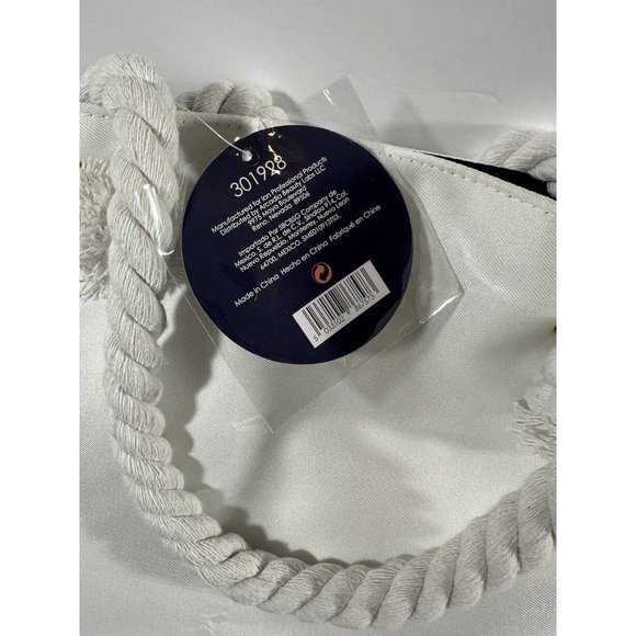 Ion Starfish Tote Large Beach Day Bag Coral Starfish White Tote Gold Trim 21” - Picture 8 of 8